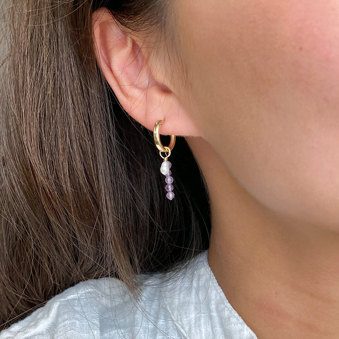 Removable Amethyst Hoop Earrings