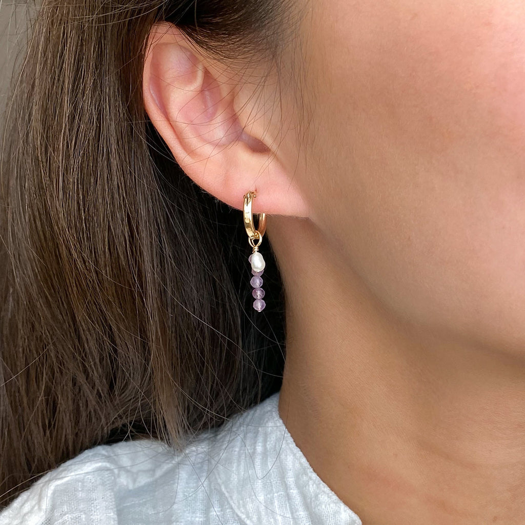 Removable Amethyst Hoop Earrings