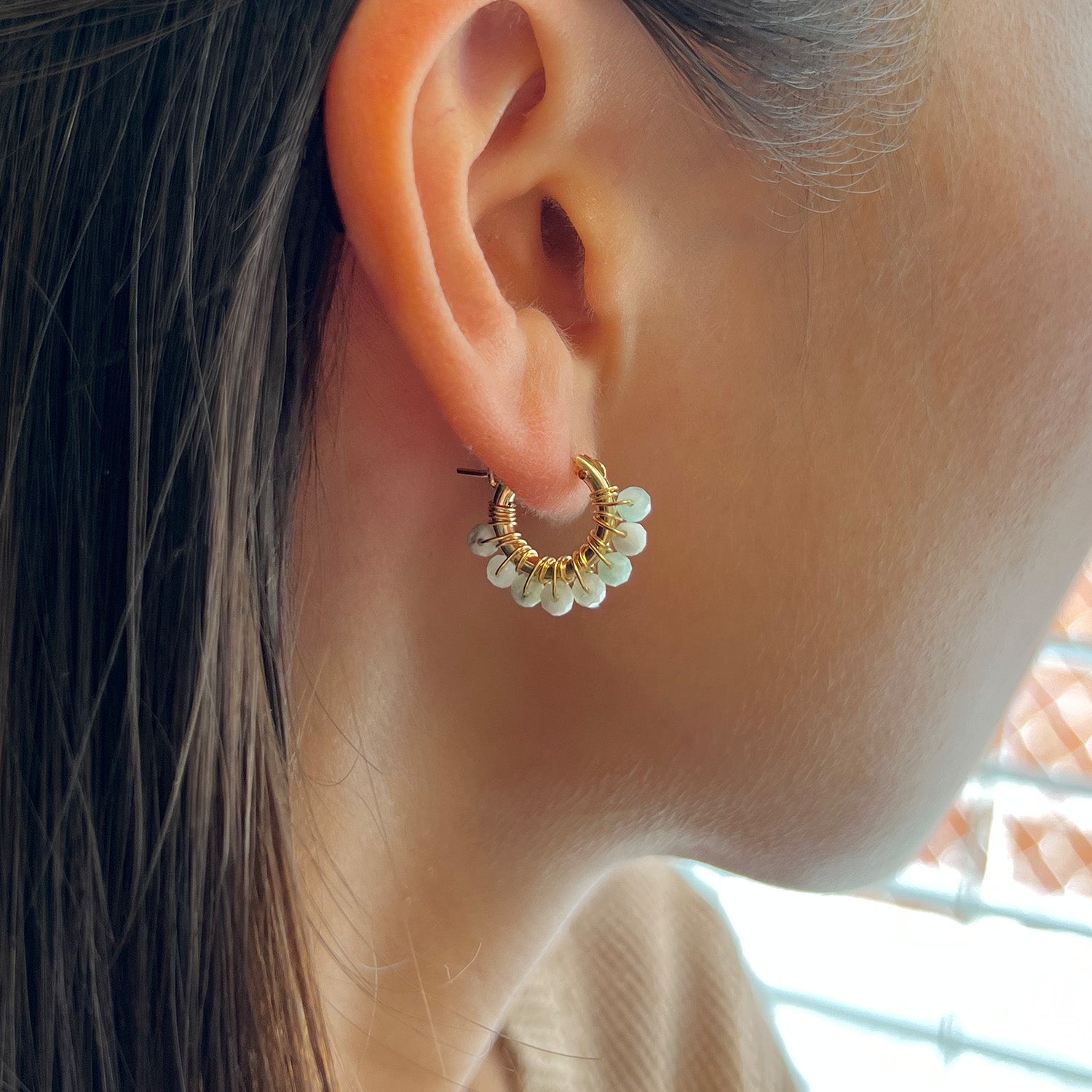 Aquamarine Hoop Earrings