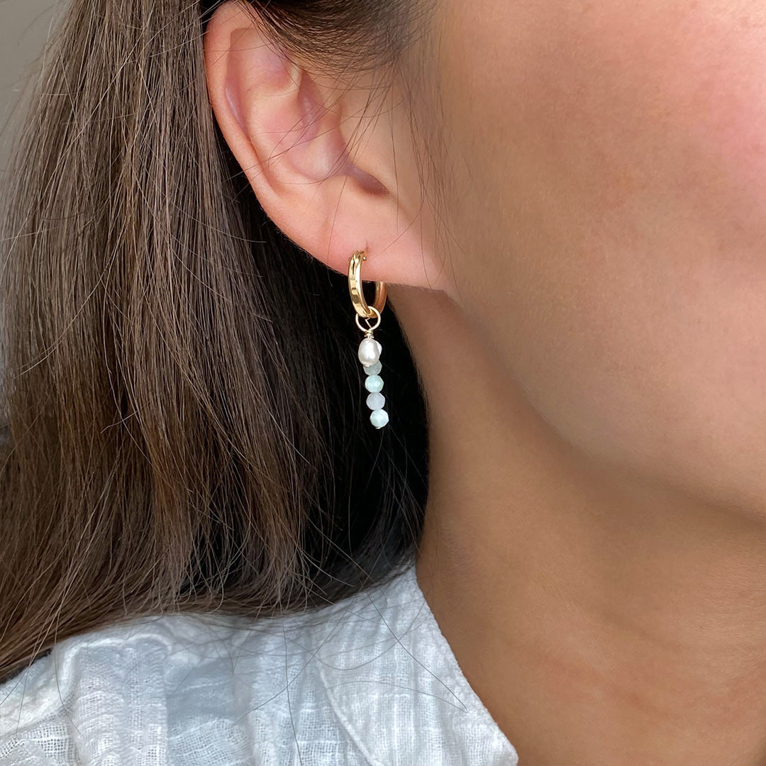 Removable Aquamarine Hoop Earrings