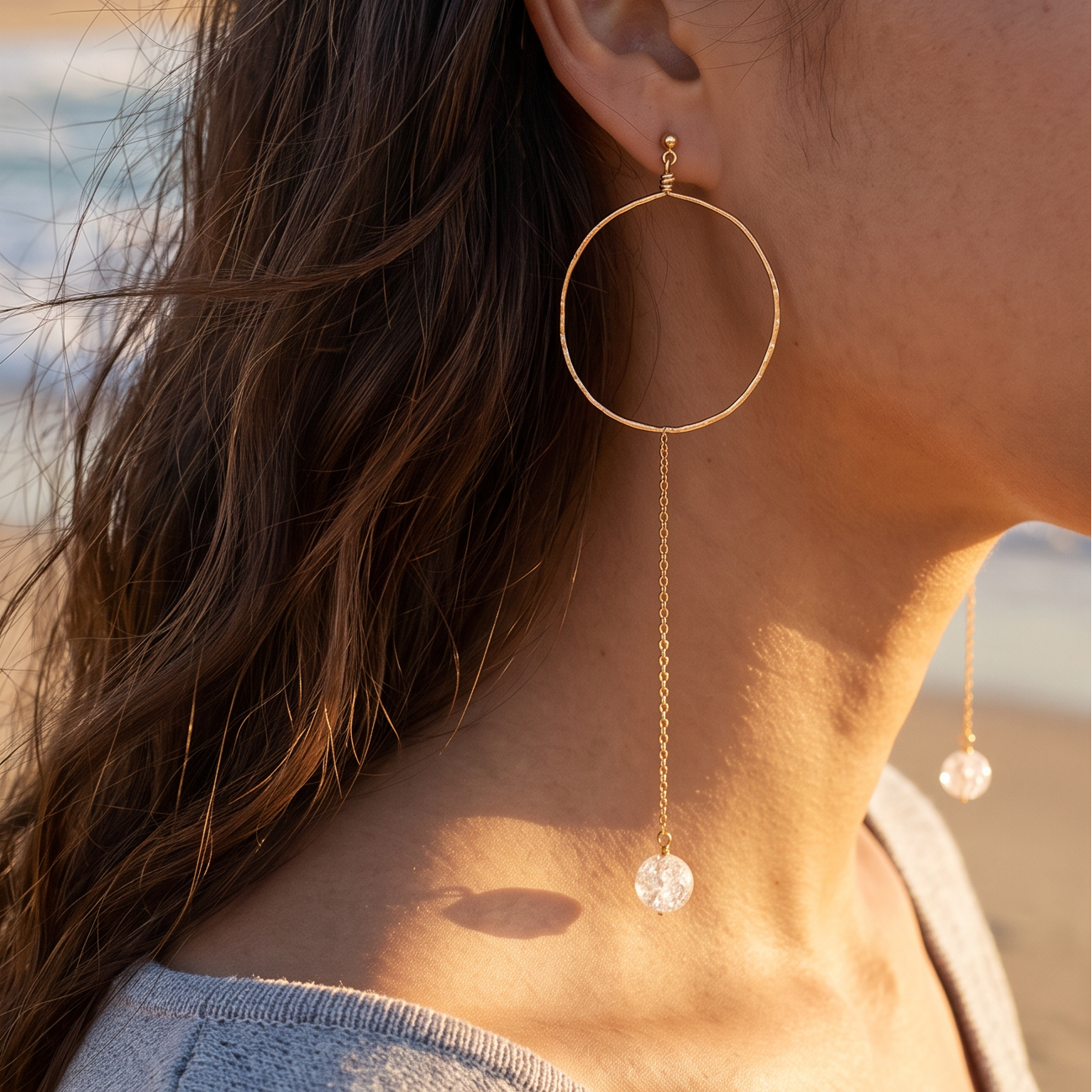Hammered Wire Hoop Earrings