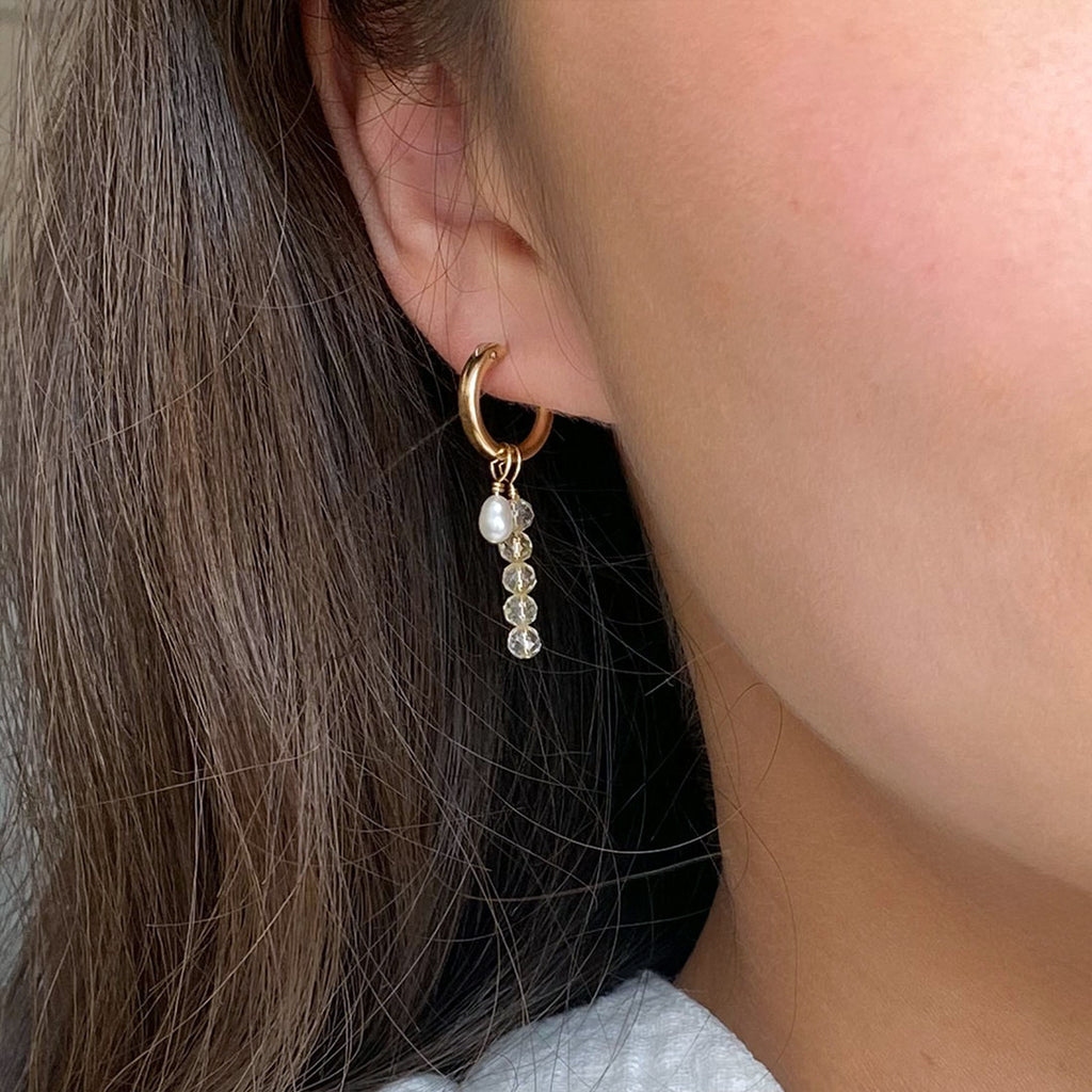 Removable Citrine Hoop Earrings