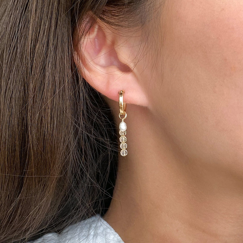 Removable Citrine Hoop Earrings
