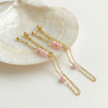 Pink Opal Double Chain Earrings