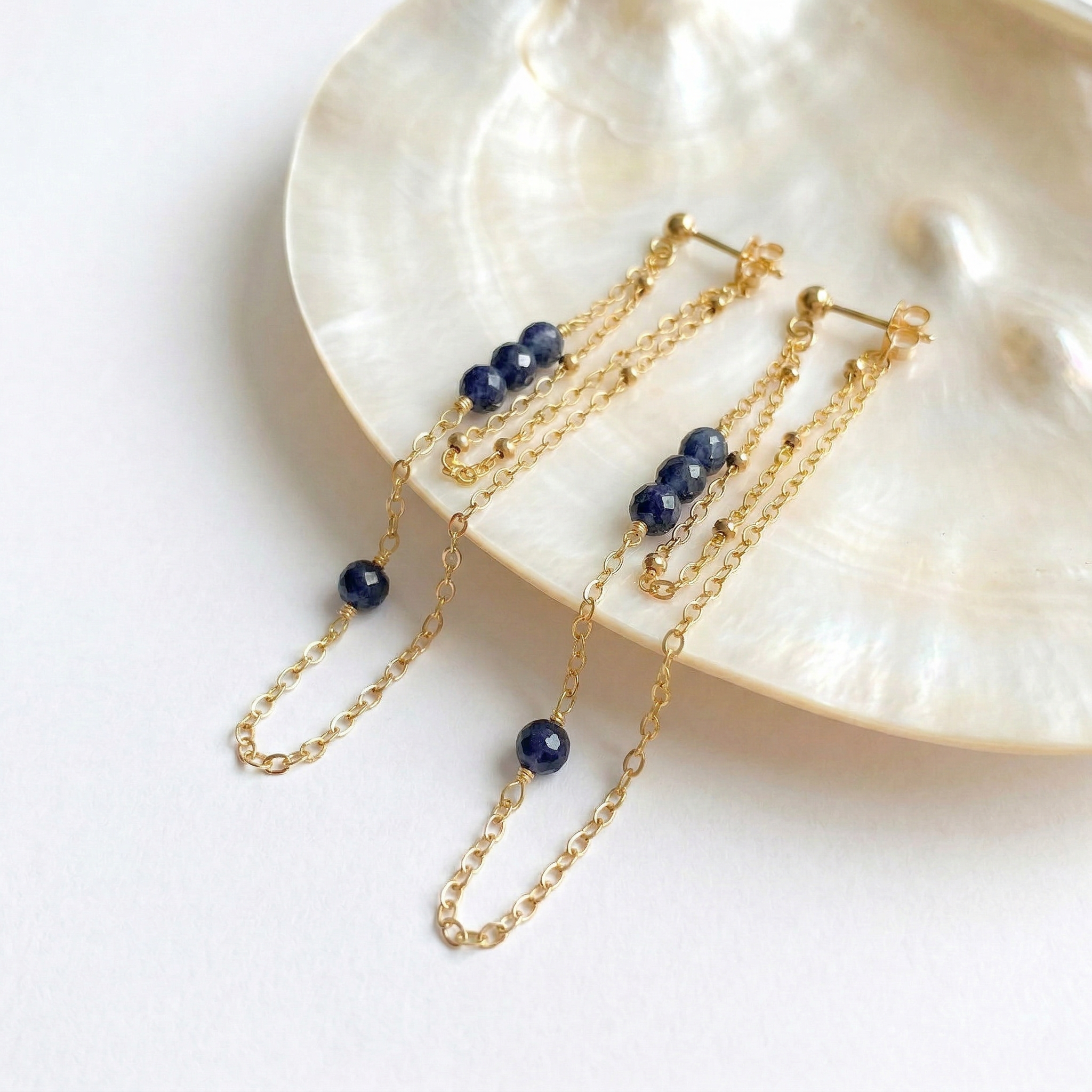 Sapphire Double Chain Earrings