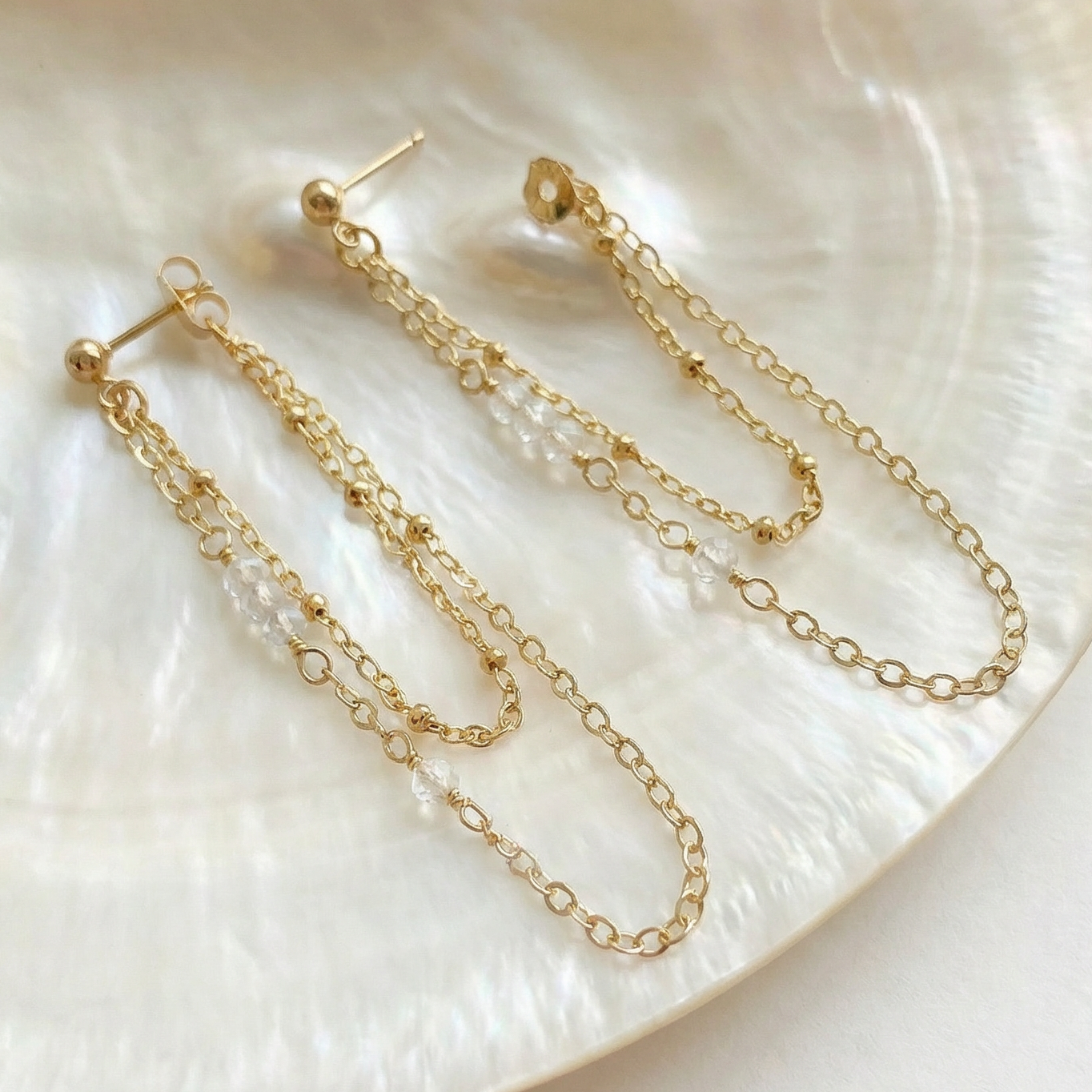 Crystal Double Chain Earrings