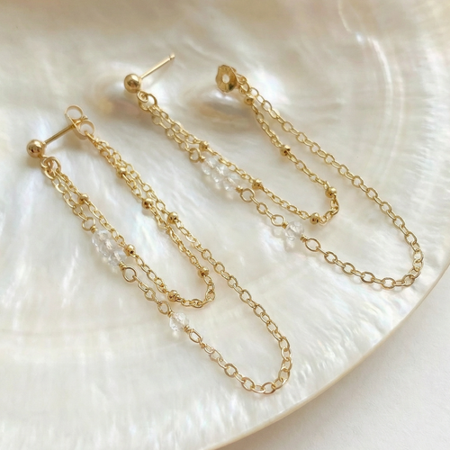 Crystal Double Chain Earrings