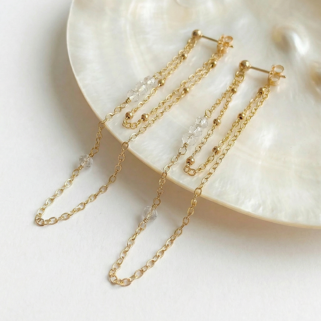 Crystal Double Chain Earrings