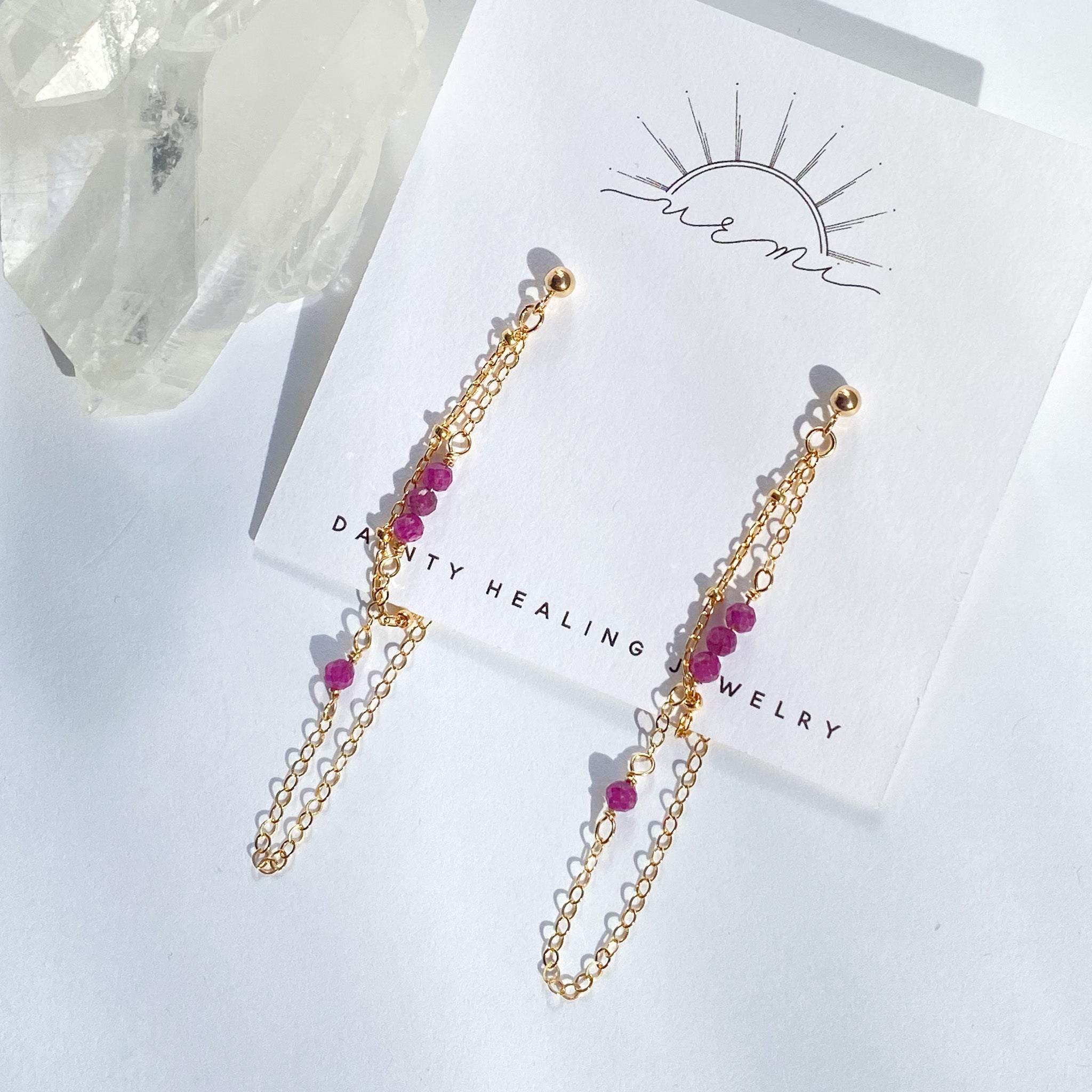 Ruby Double Chain Earrings