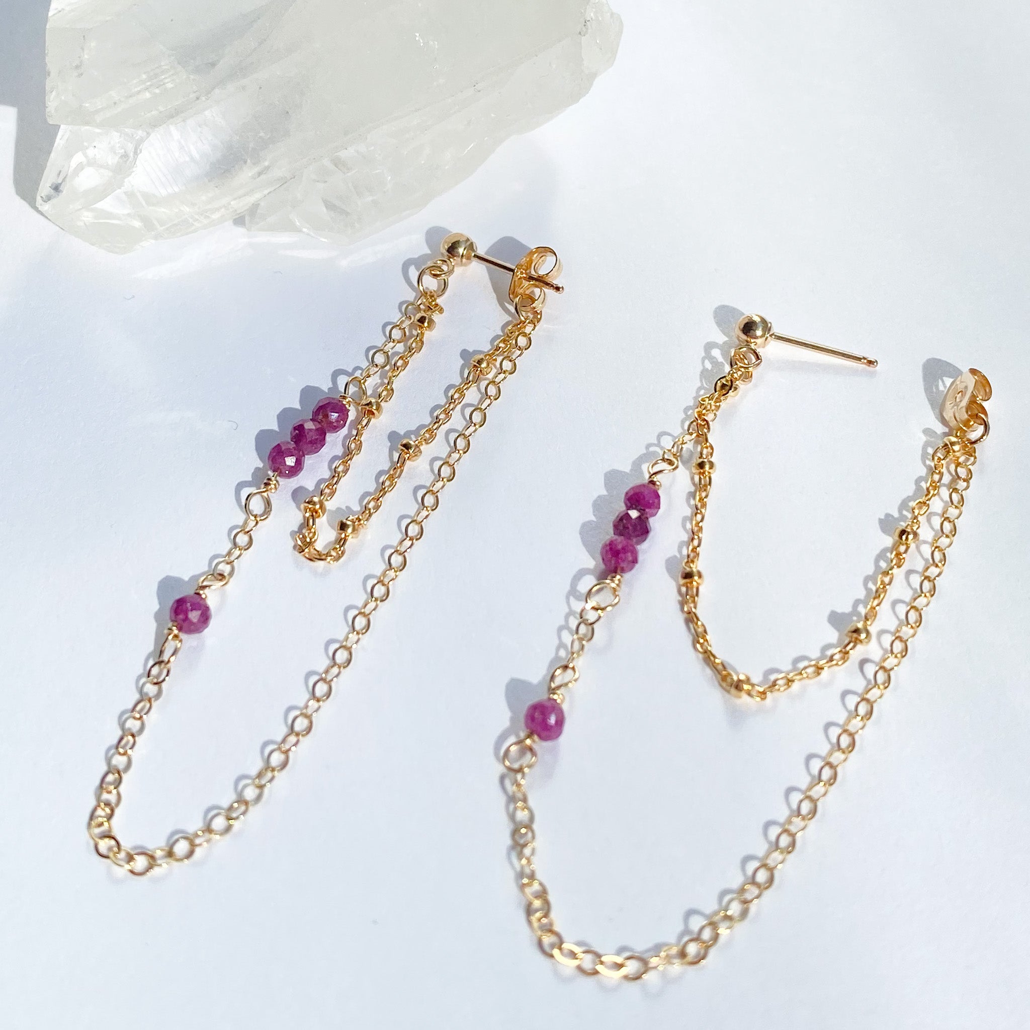 Ruby Double Chain Earrings