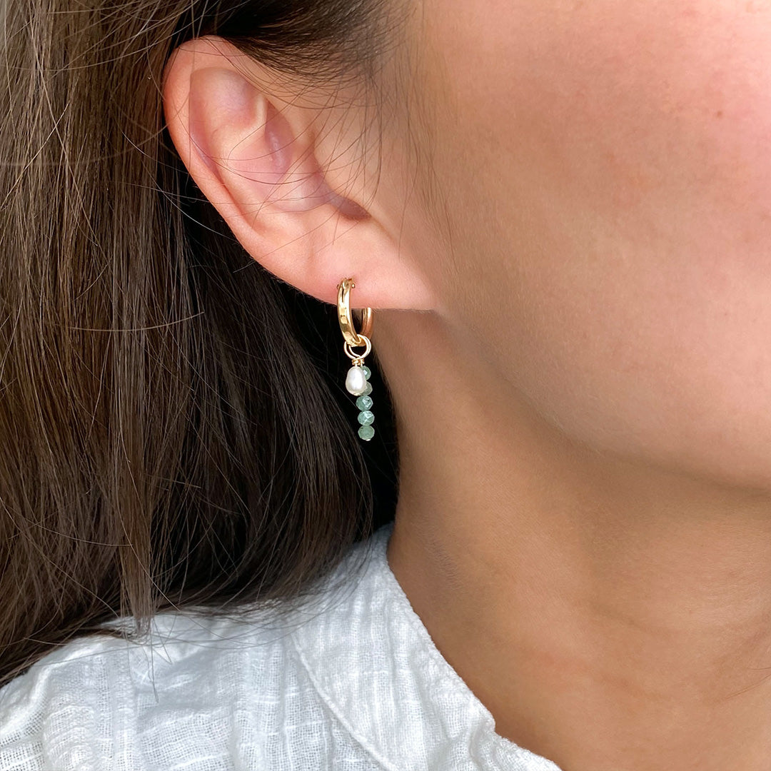 Removable Emerald Hoop Earrings