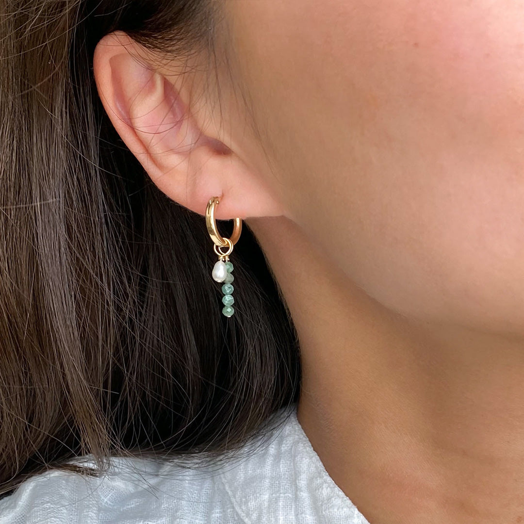 Removable Emerald Hoop Earrings