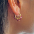 Garnet Hoop Earrings