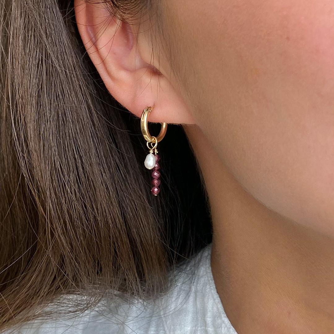 Removable Garnet Hoop Earrings