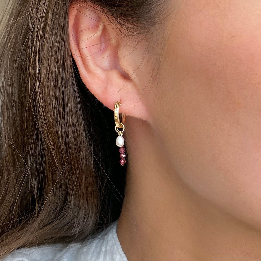 Removable Garnet Hoop Earrings
