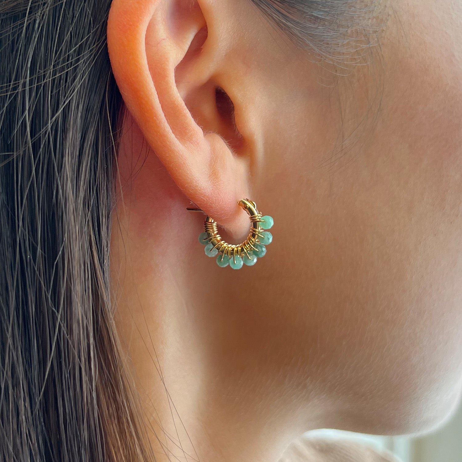 Emerald Hoop Earrings