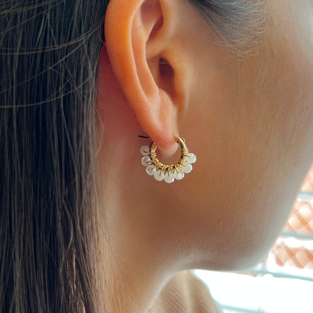 Moonstone Hoop Earrings