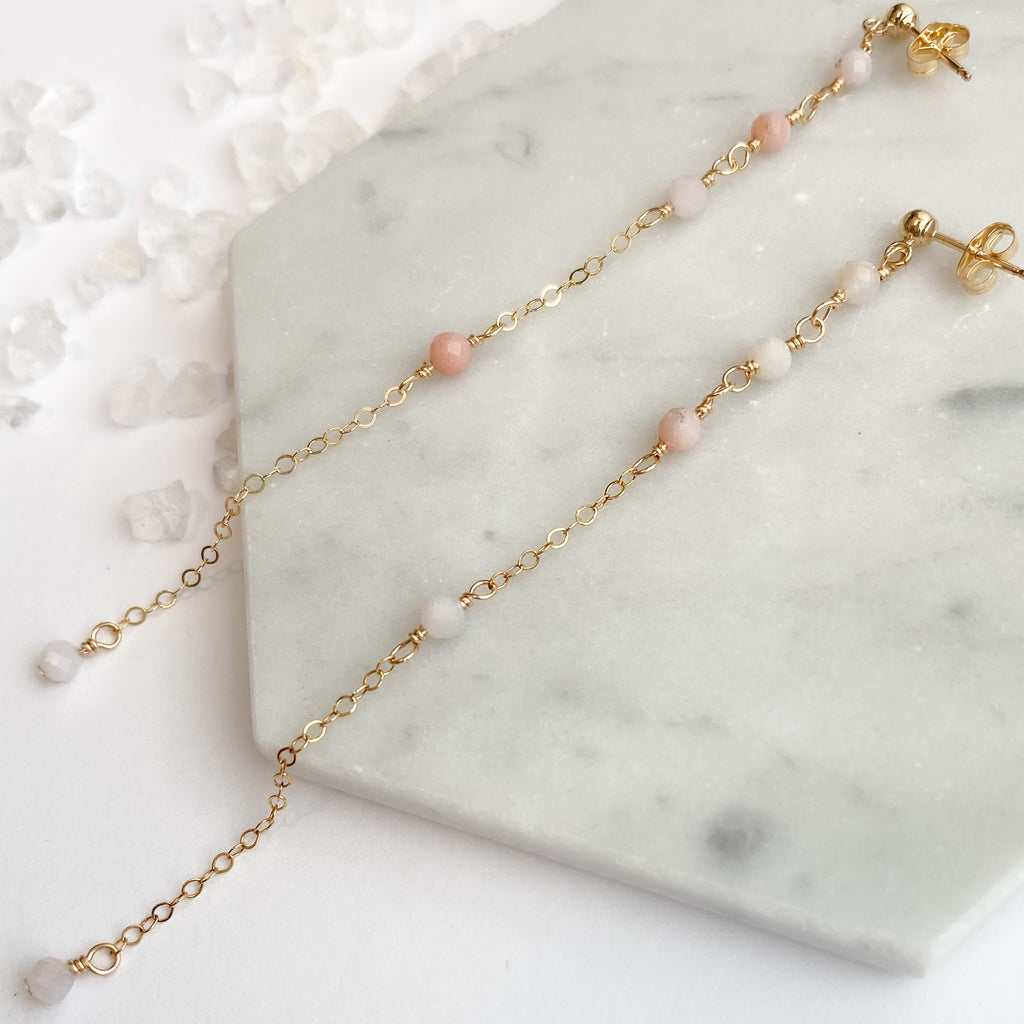 Pink Opal Dangle Earrings