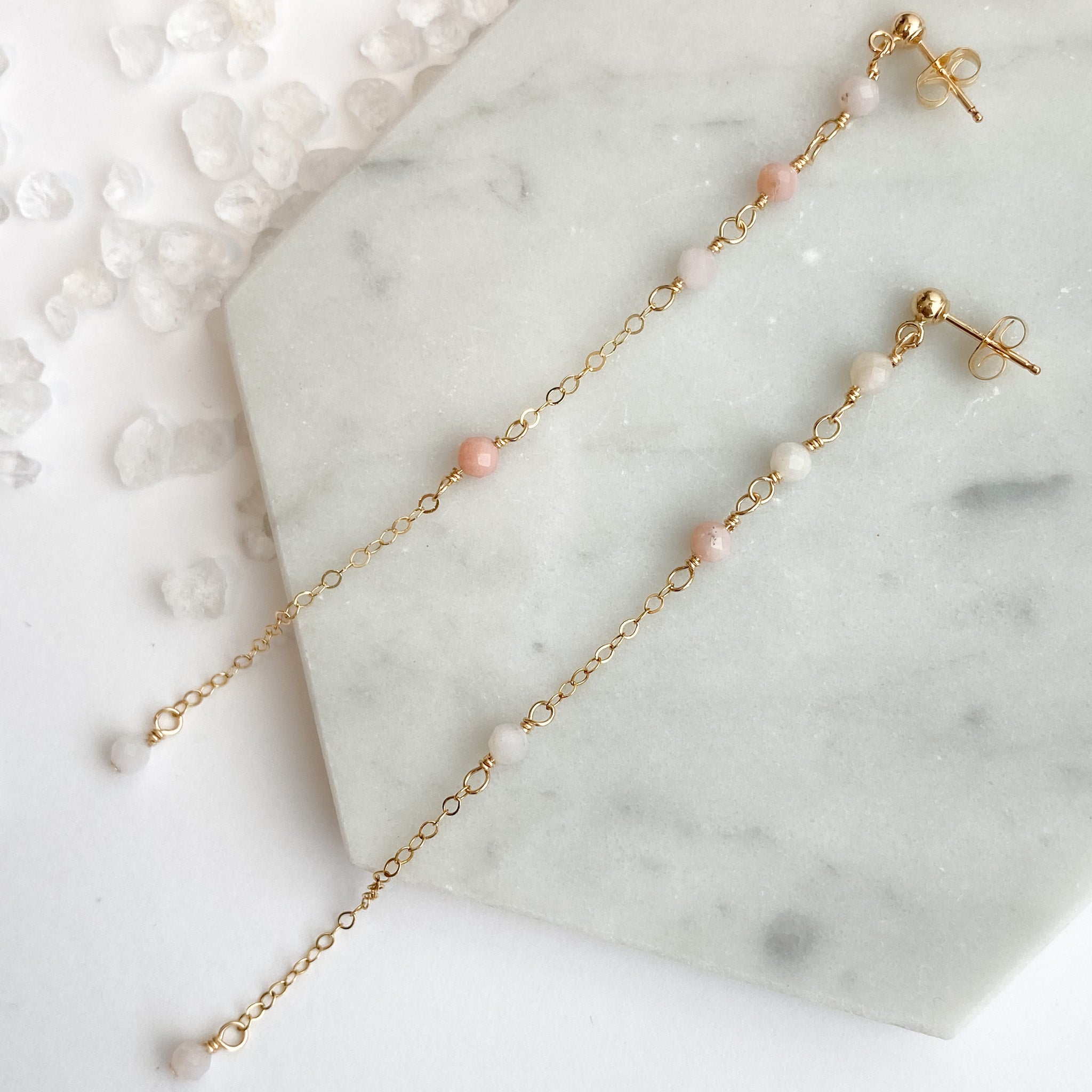 Pink Opal Dangle Earrings