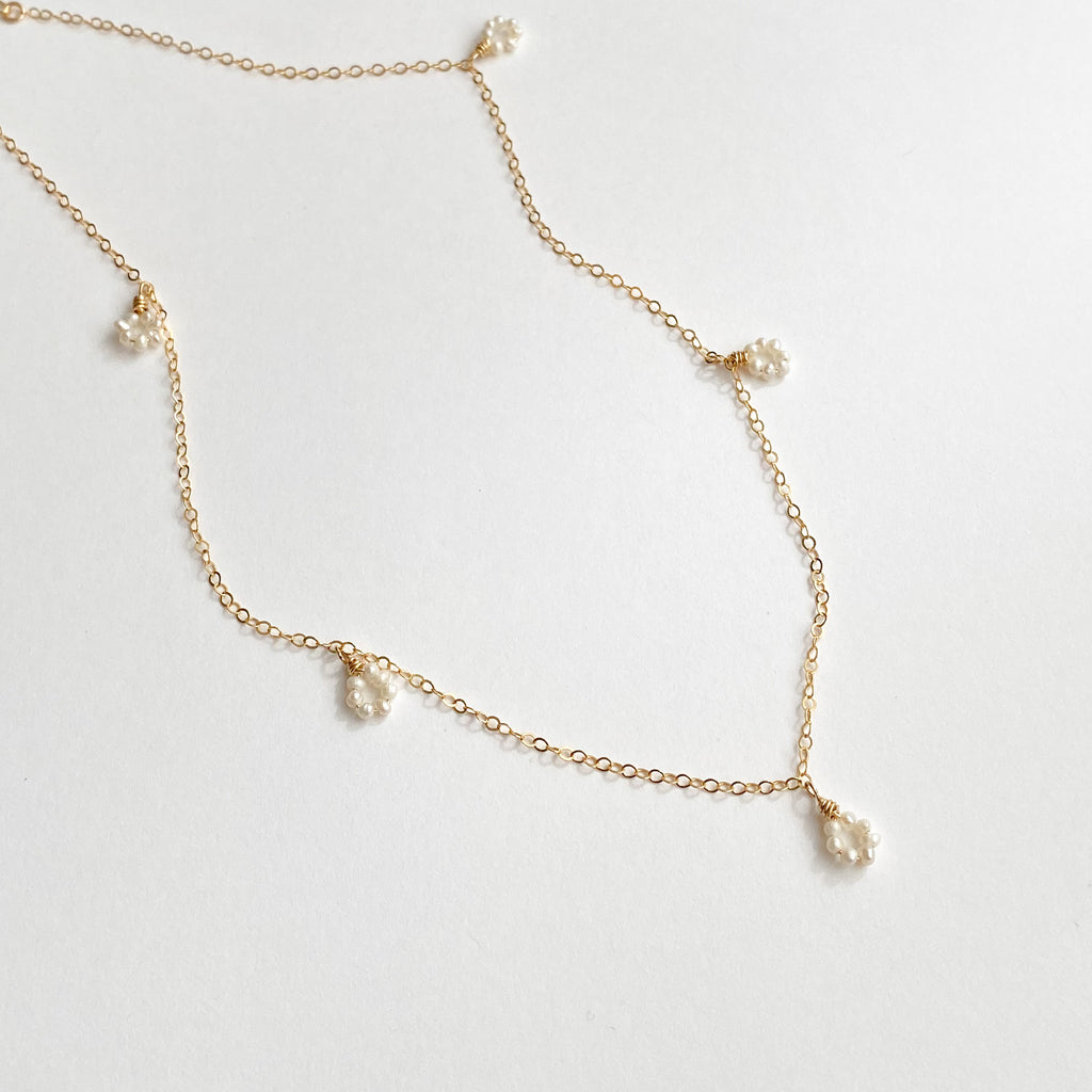 Daisy Flower Freshwater Pearl Choker