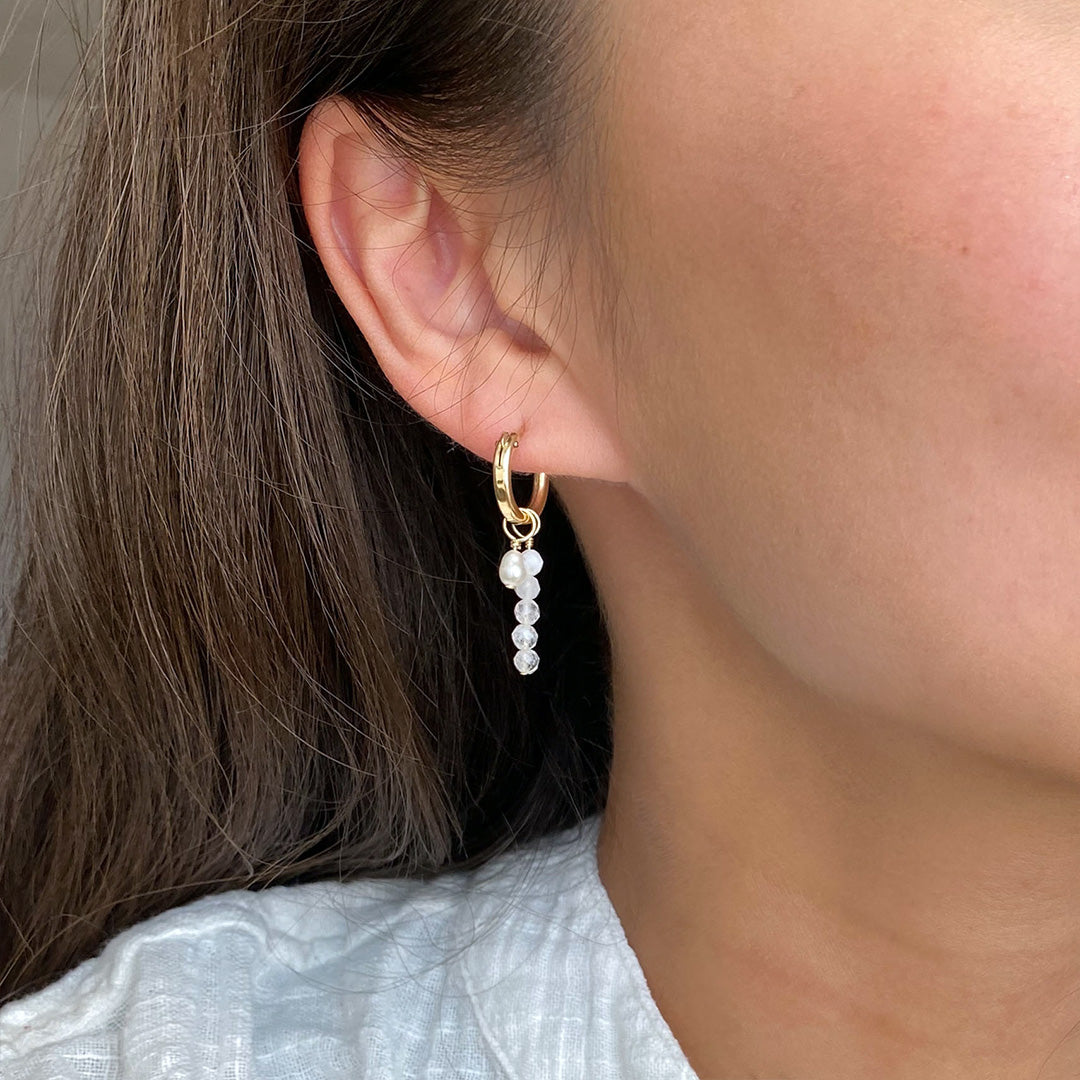 Removable Moonstone Hoop Earrings