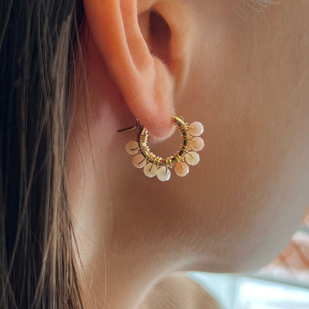 Pink Opal Hoop Earrings