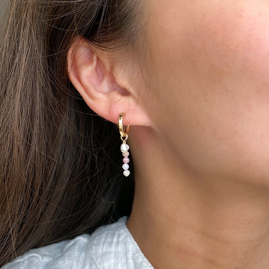 Removable Pink Opal Hoop Earrings