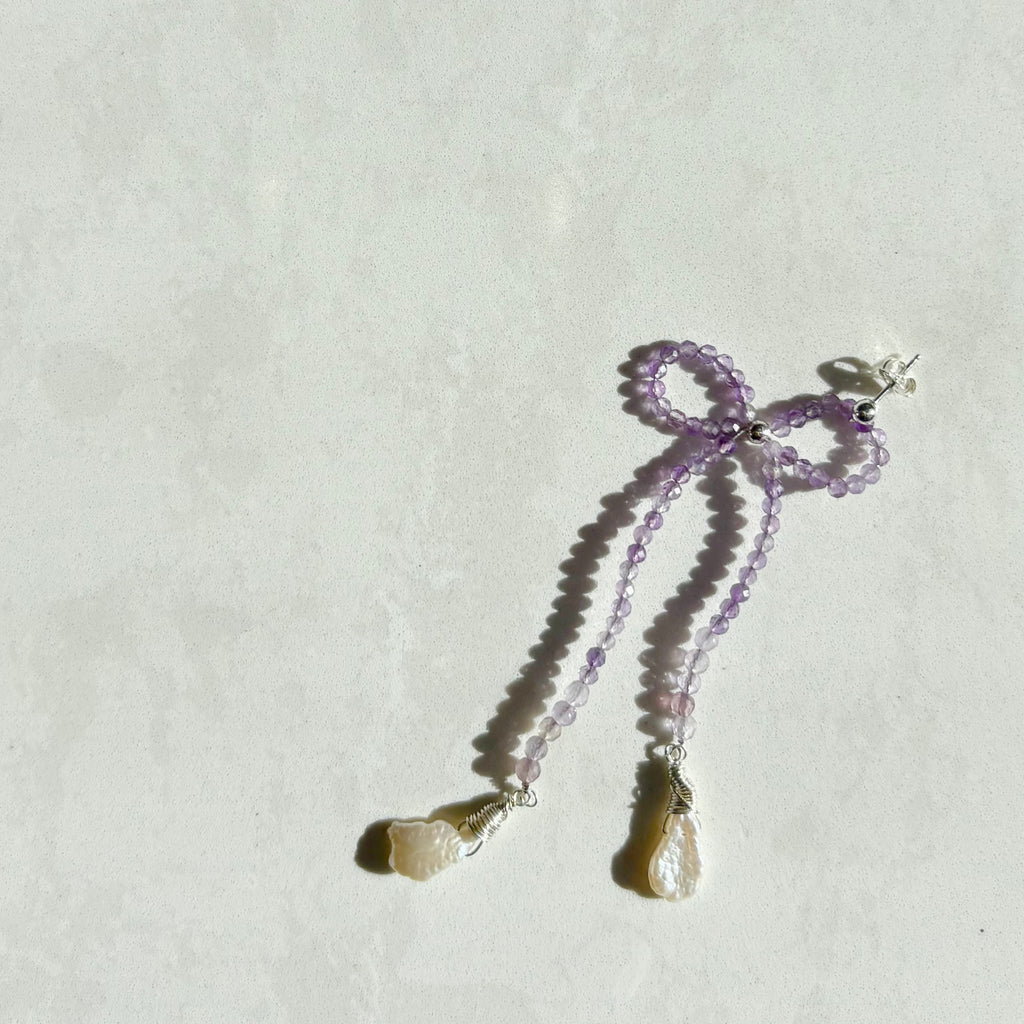 Amethyst Bow Earrings