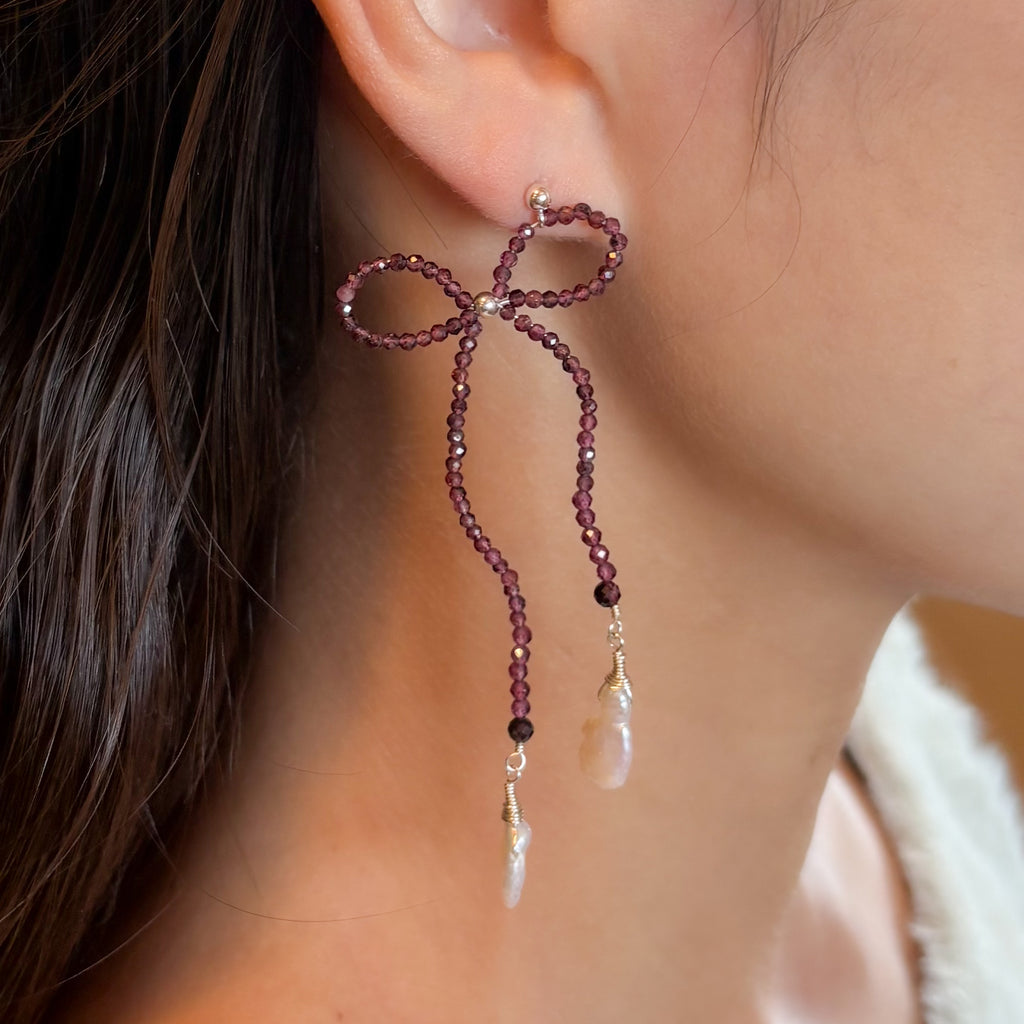 Garnet Bow Earrings