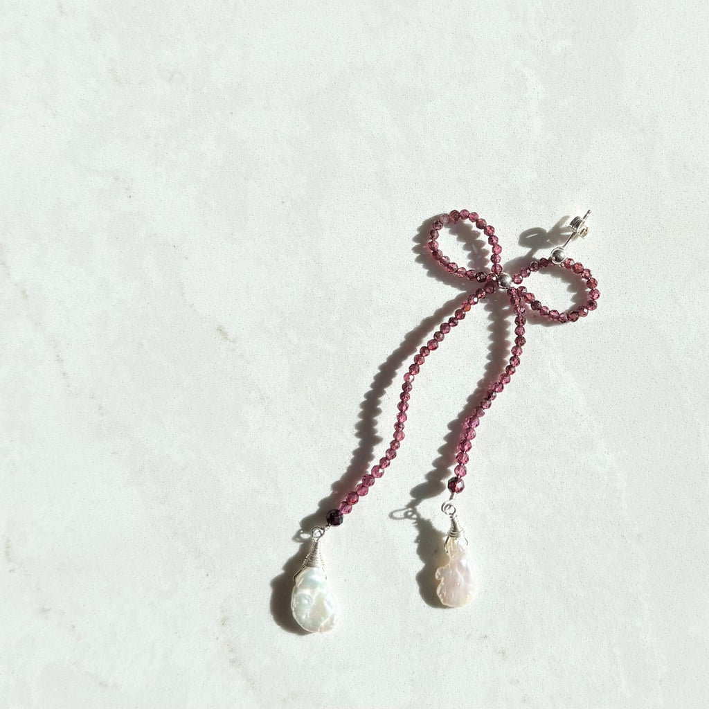 Garnet Bow Earrings