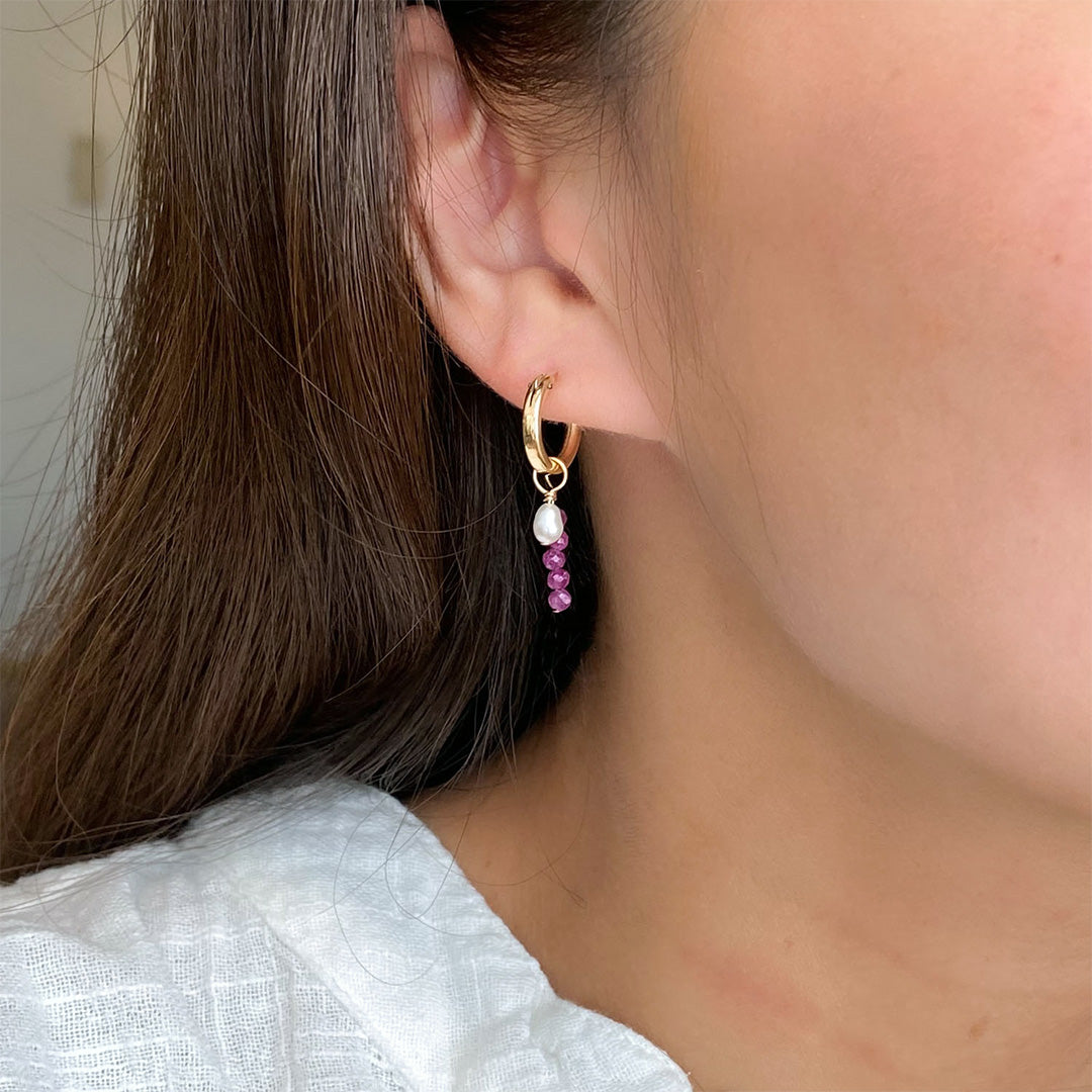 Removable Ruby Hoop Earrings
