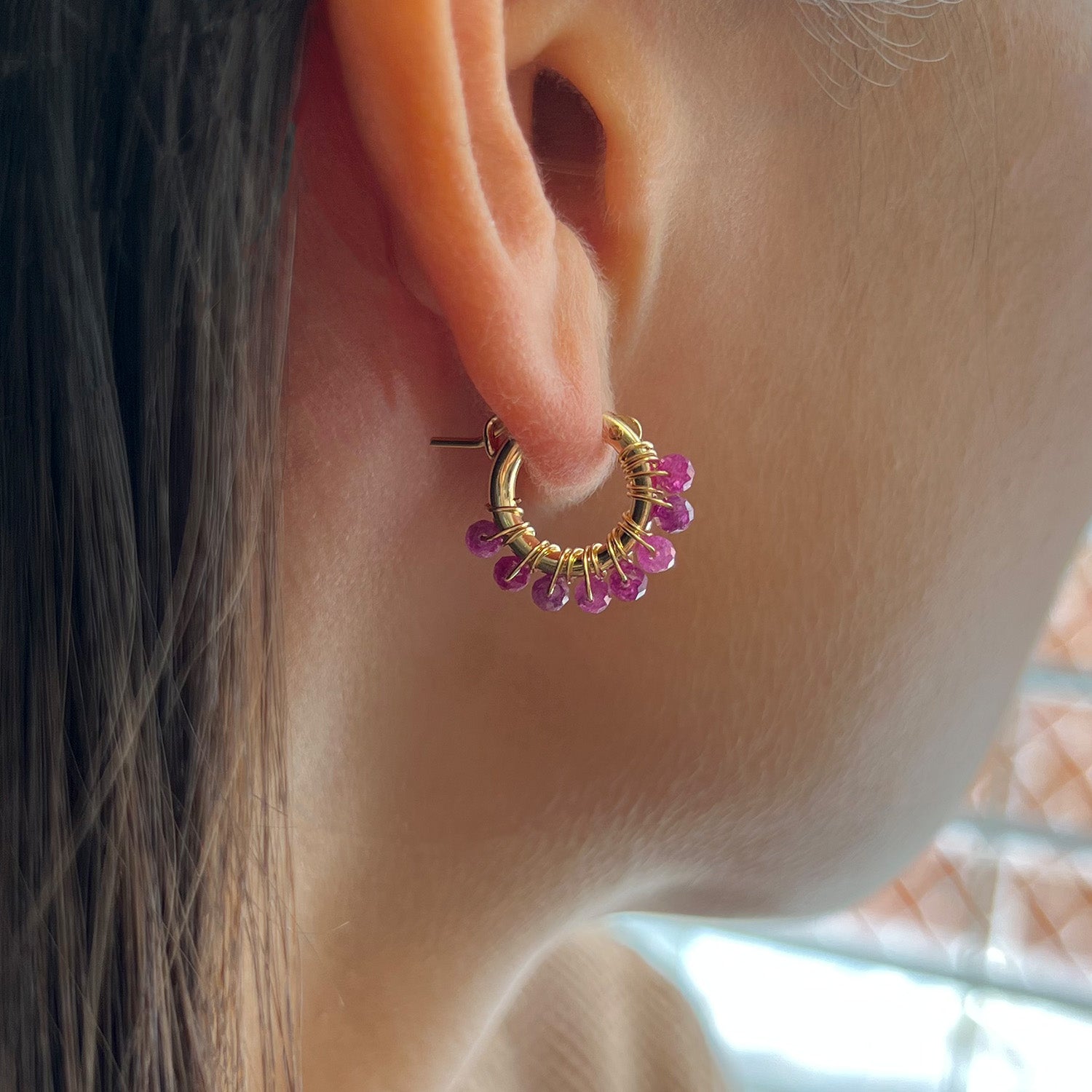 Ruby Hoop Earrings