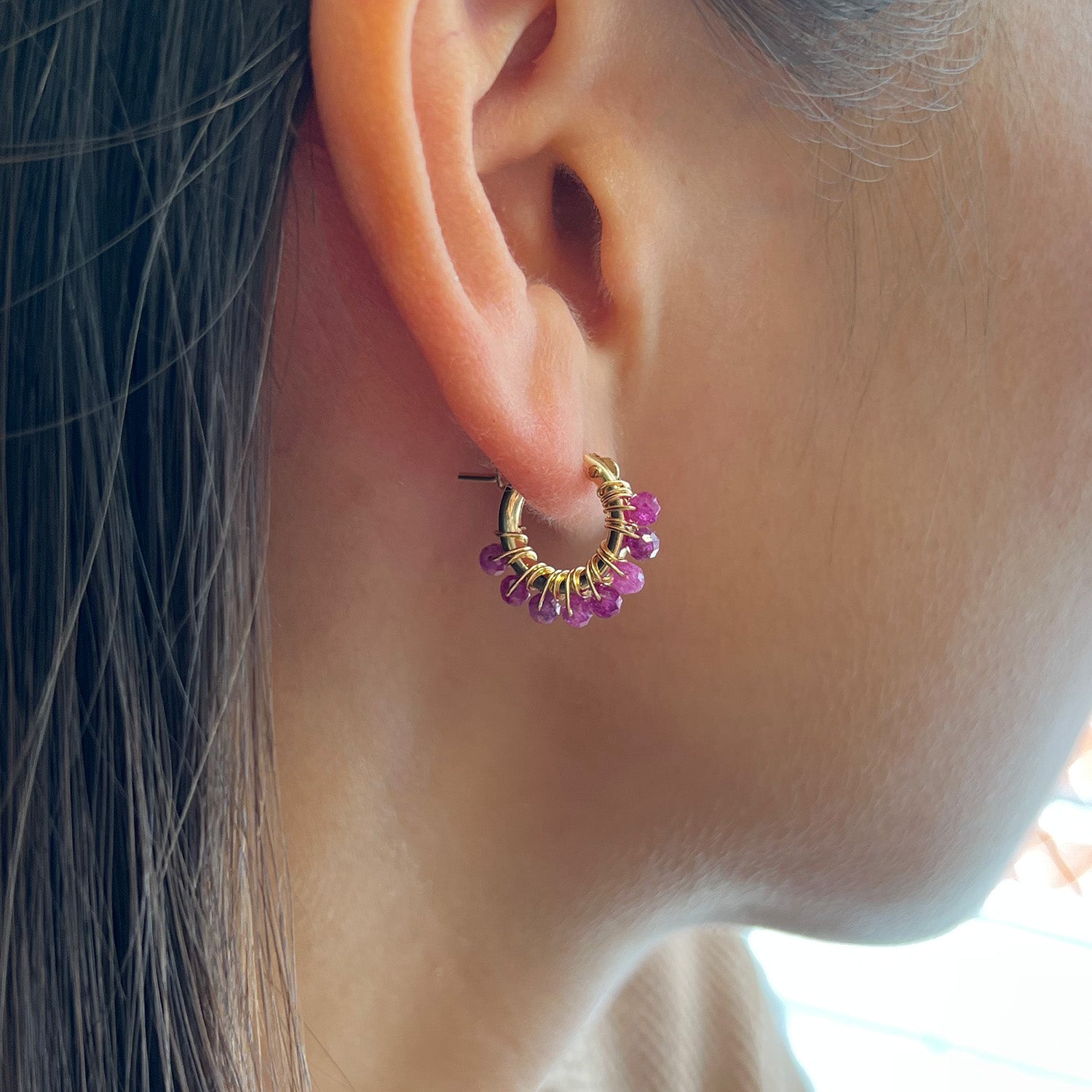 Ruby Hoop Earrings