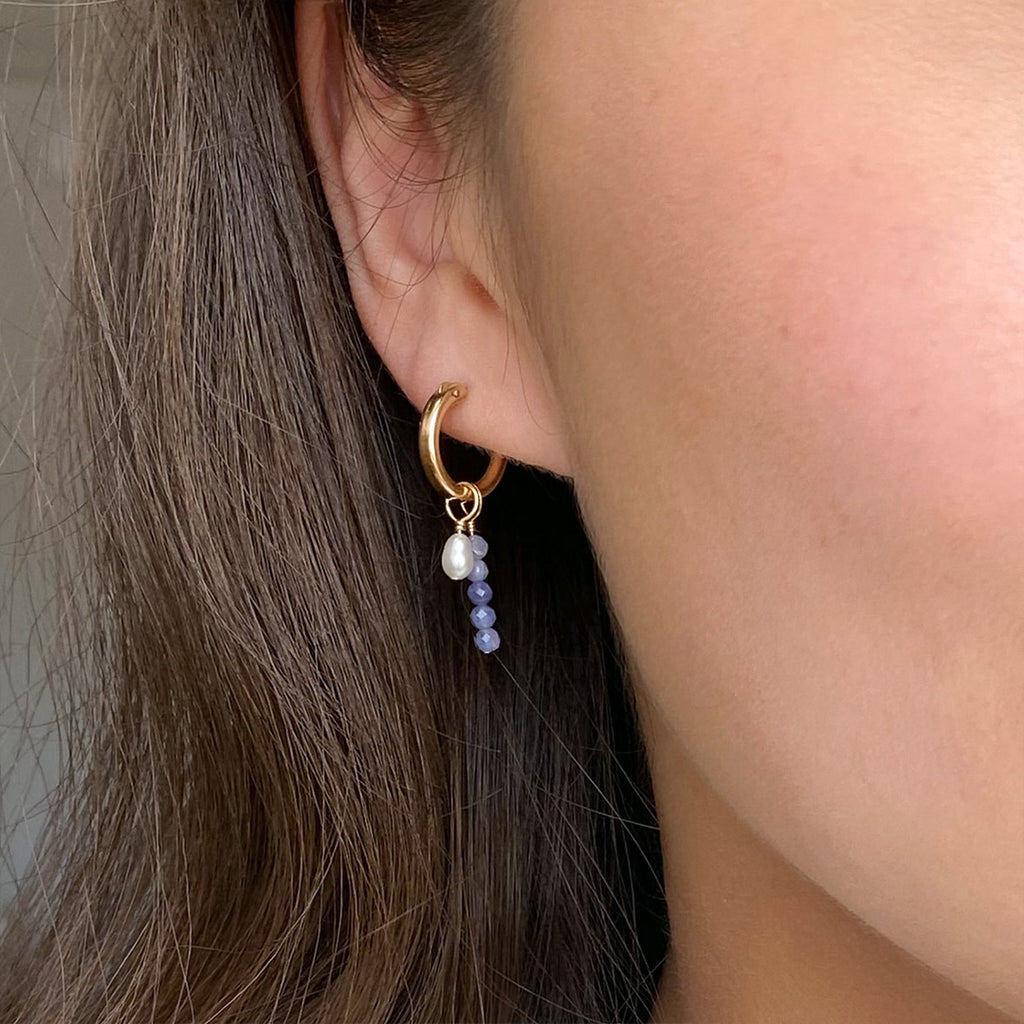 Removable Tanzanite Hoop Earrings