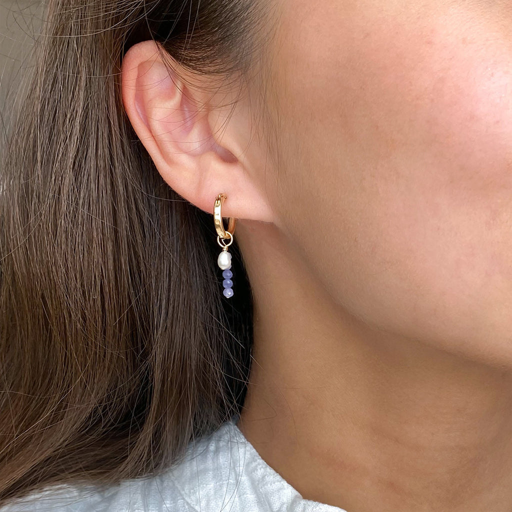 Removable Tanzanite Hoop Earrings