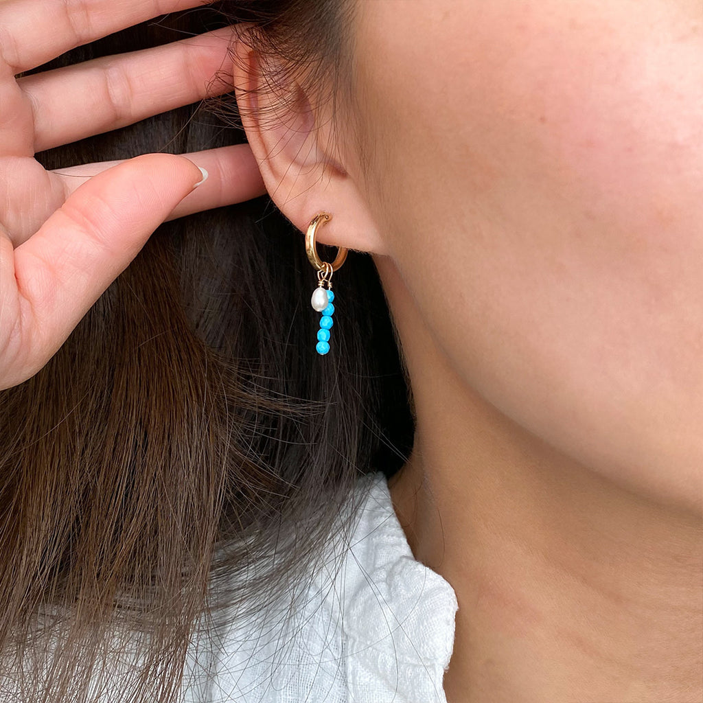 Removable Turquoise Hoop Earrings