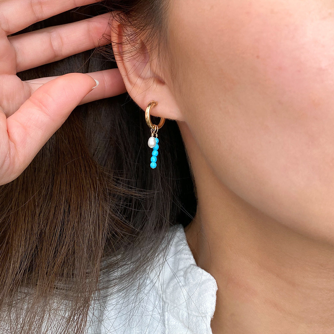 Removable Turquoise Hoop Earrings