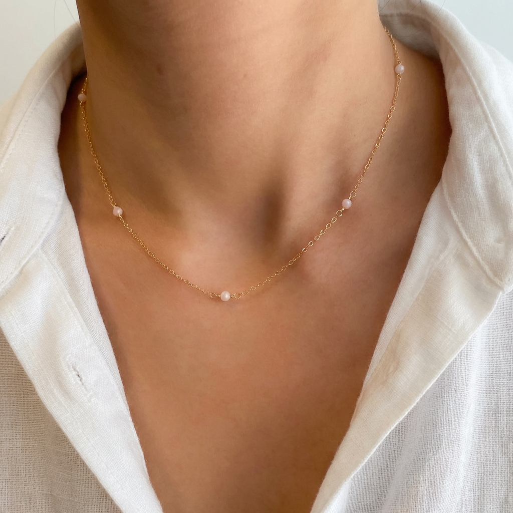 Dainty Pink Opal Necklace