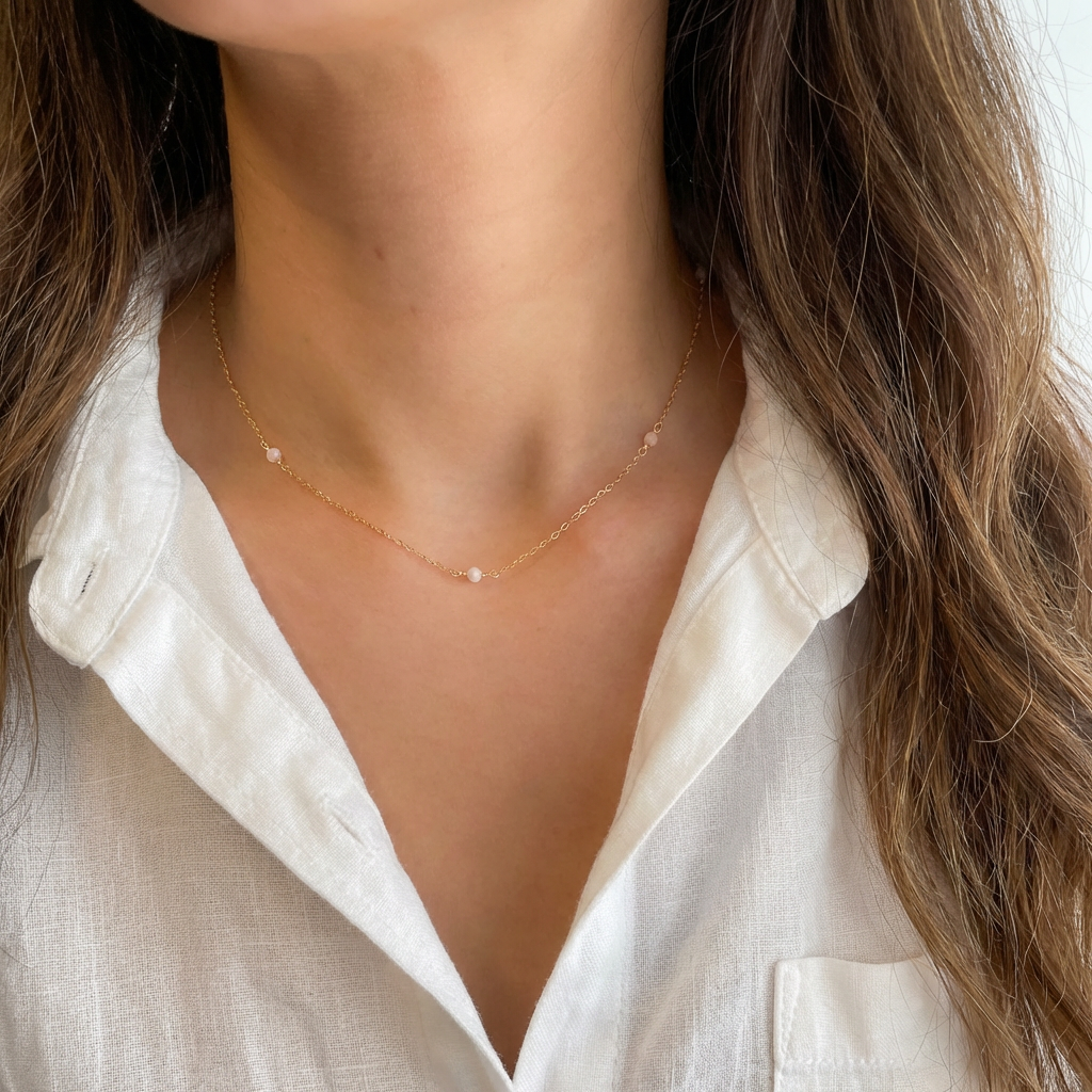 Dainty Pink Opal Necklace