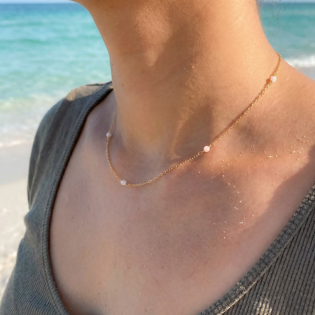 Dainty Pink Opal Necklace