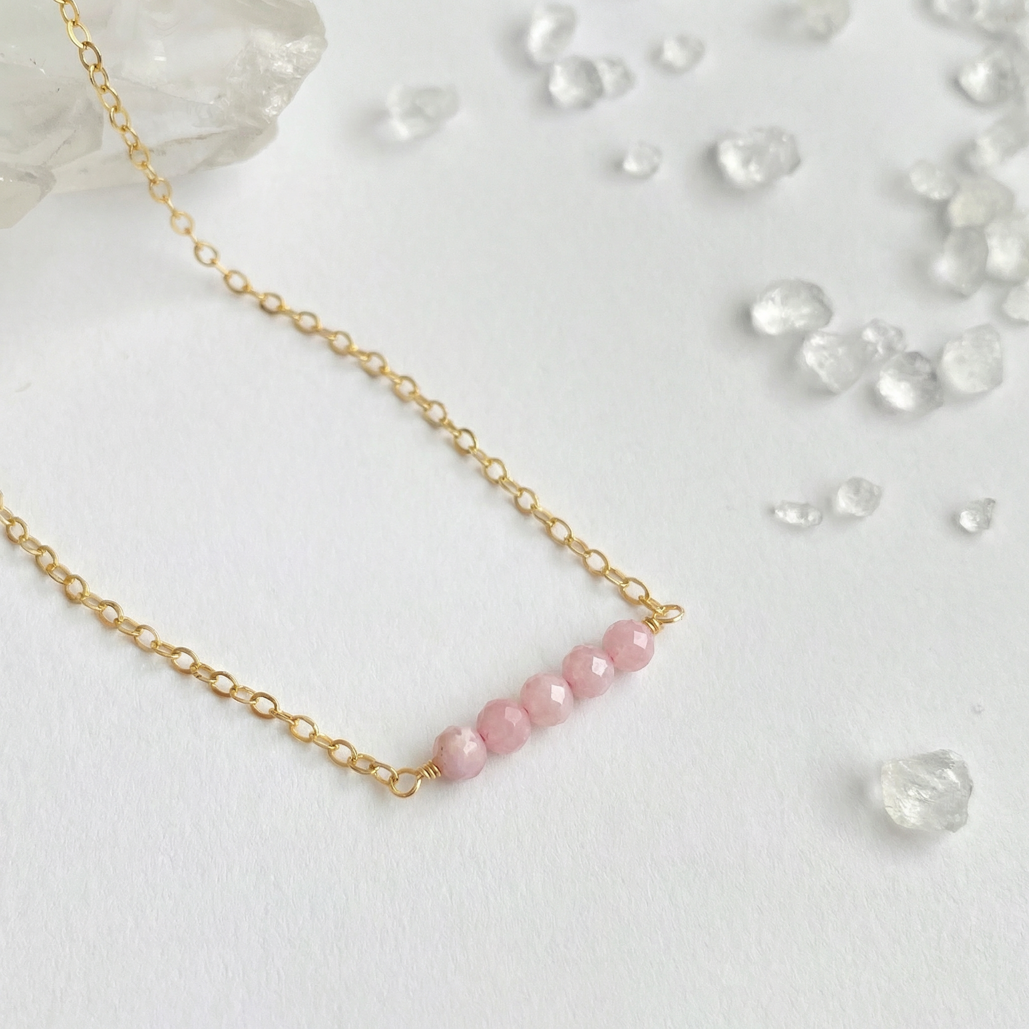 Pink Opal Cluster Necklace