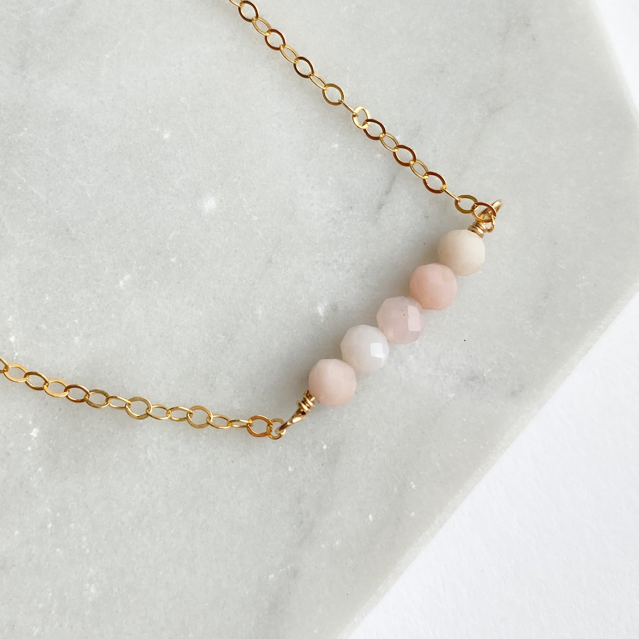 Pink Opal Cluster Necklace