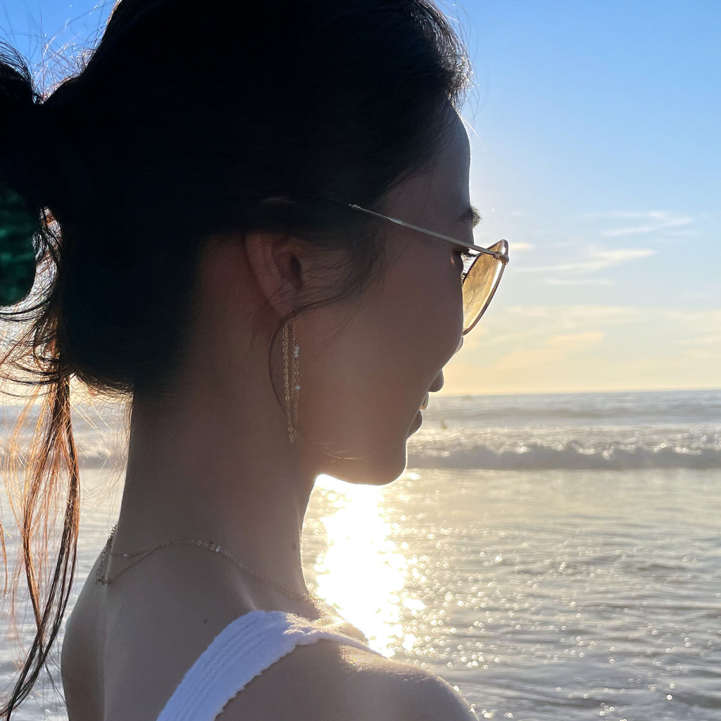 Freshwater Pearl Double Chain Earrings