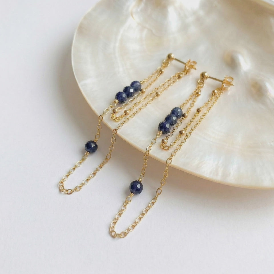 Sapphire Double Chain Earrings