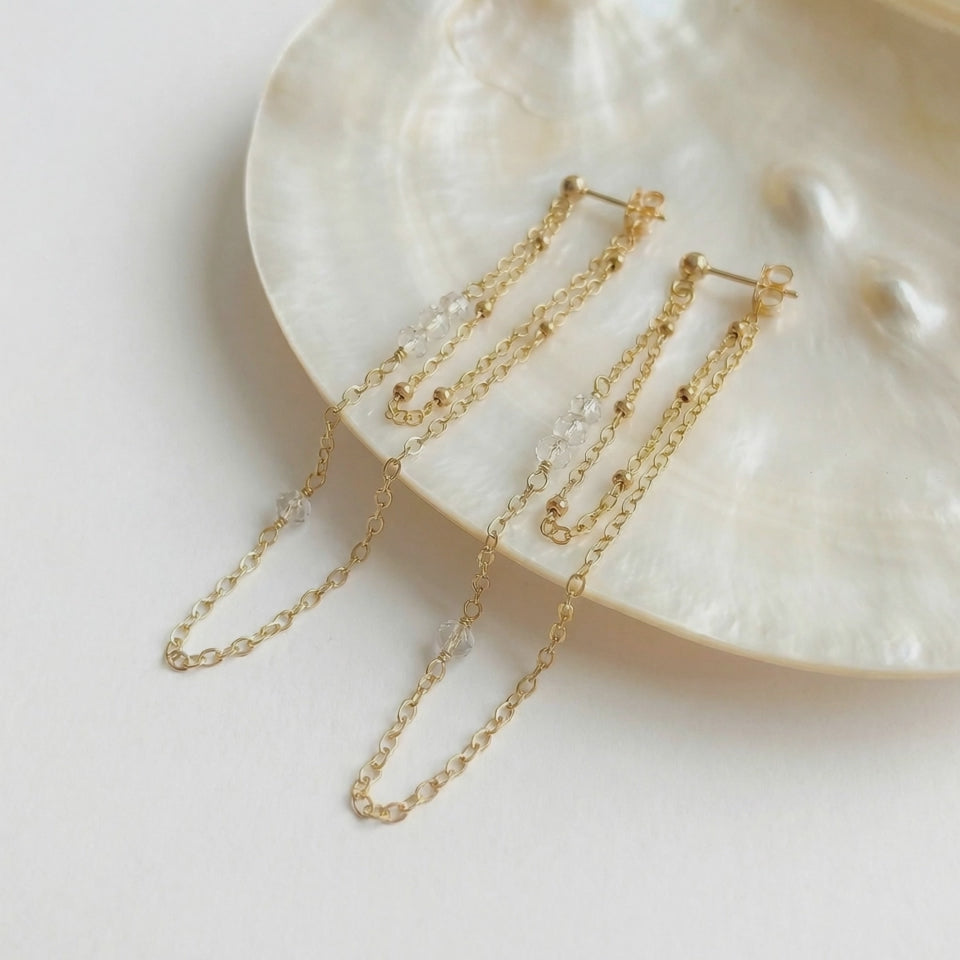 Crystal Double Chain Earrings