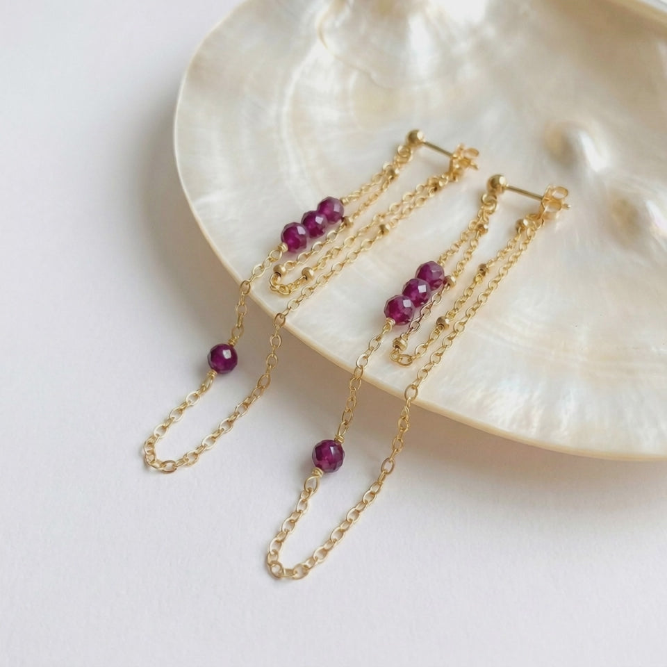 Ruby Double Chain Earrings