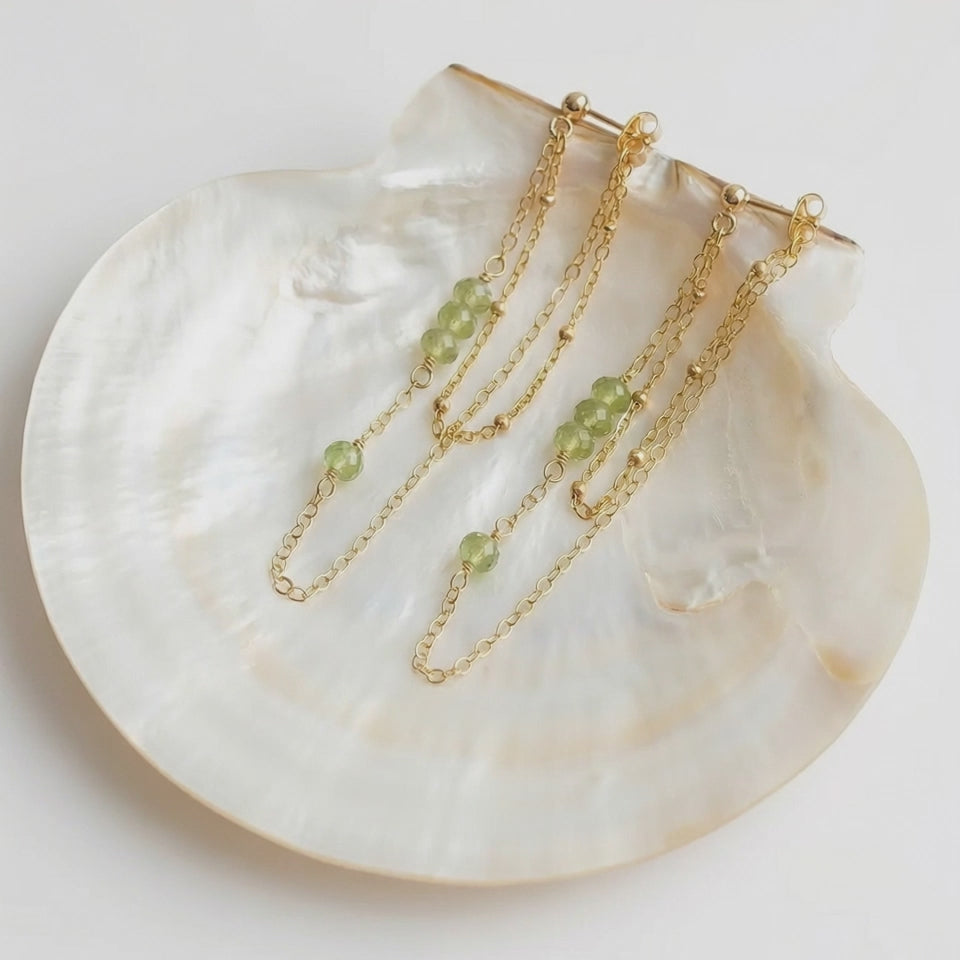 Peridot Double Chain Earrings