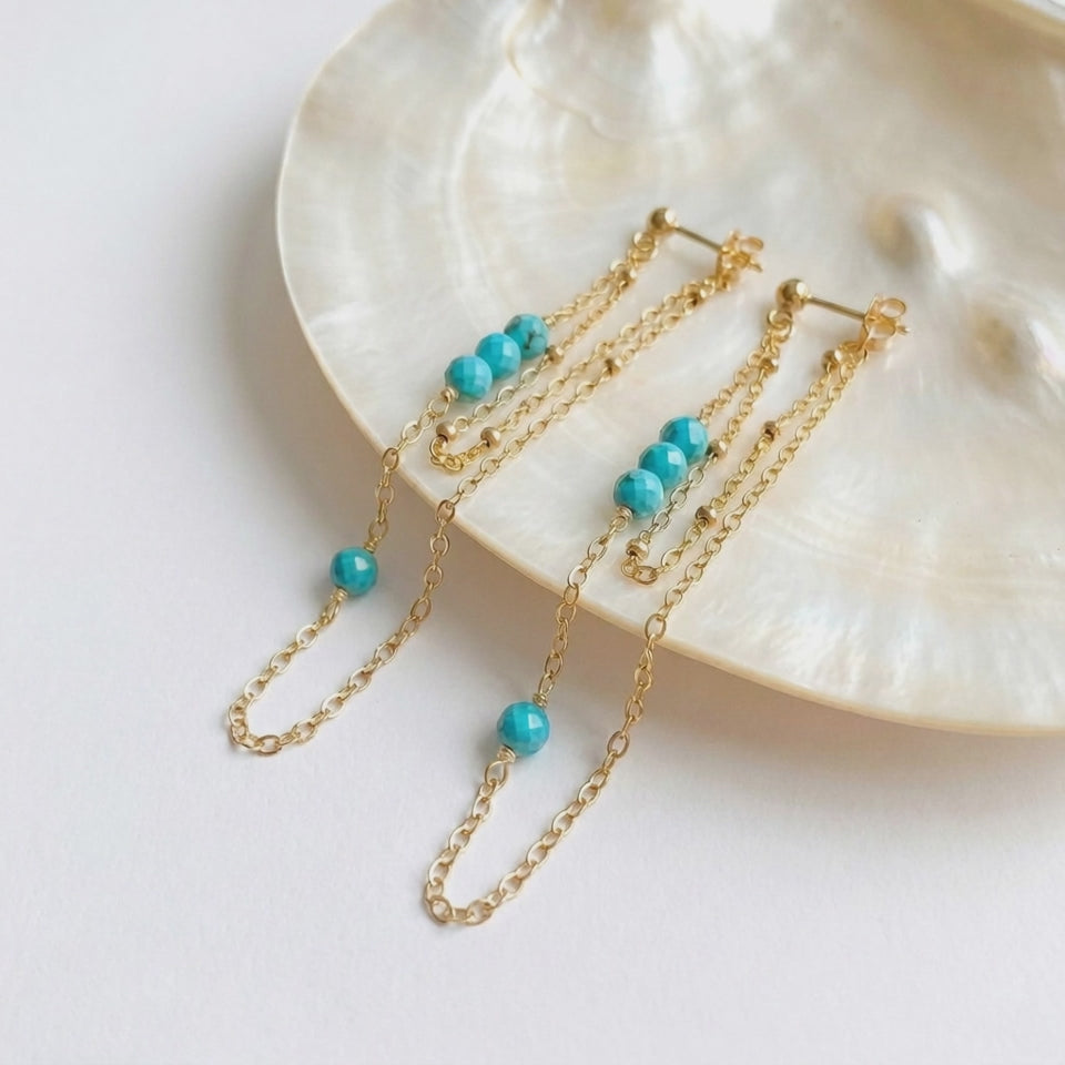 Turquoise Double Chain Earrings