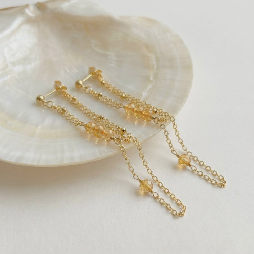 Citrine Double Chain Earrings