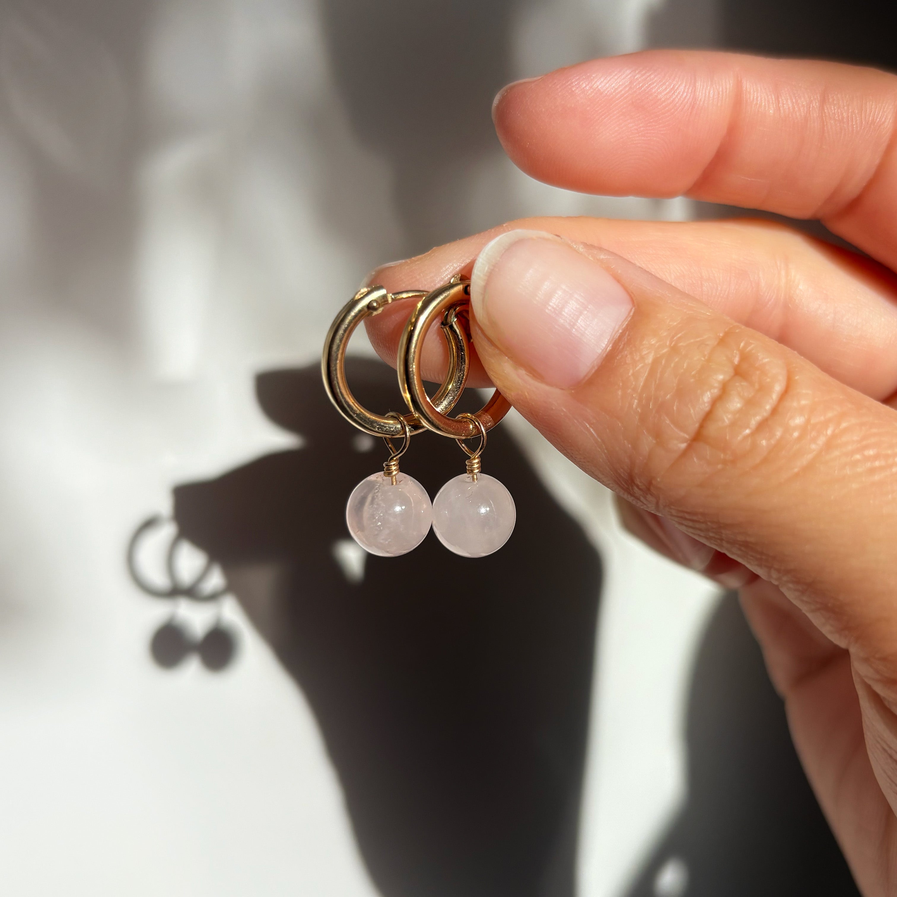Rose Quartz Hoop Earrings
